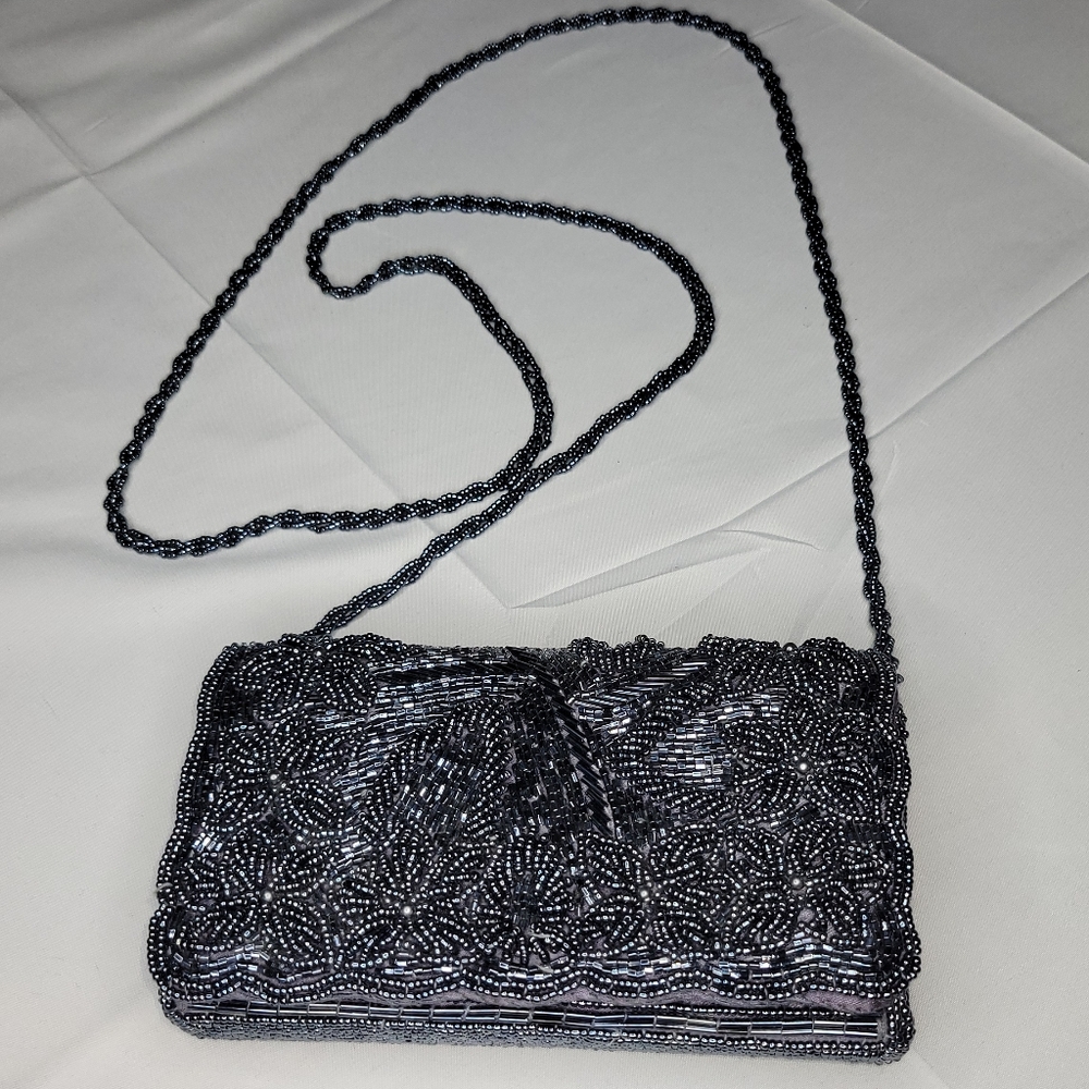 Elegant Black Beaded Clutch